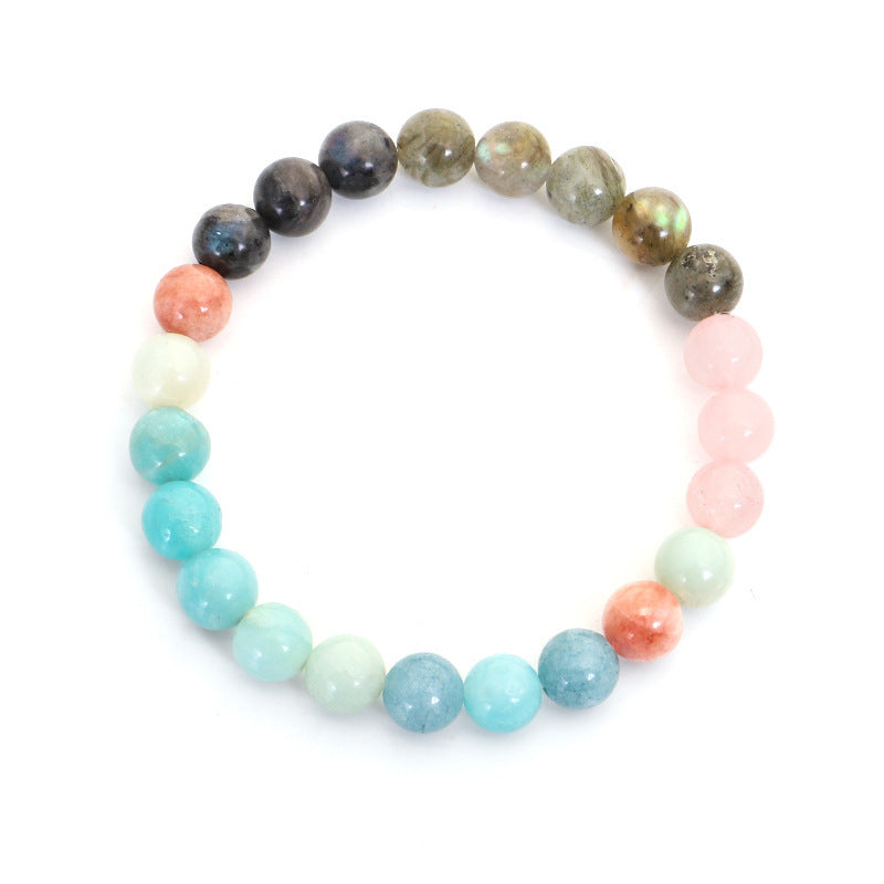 Summer New Bohemian Vacation Style 108 Colorful Stone Necklace Bracelet