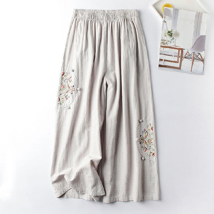 Summer Cotton Hemp Casual Pants Women's Thin Style