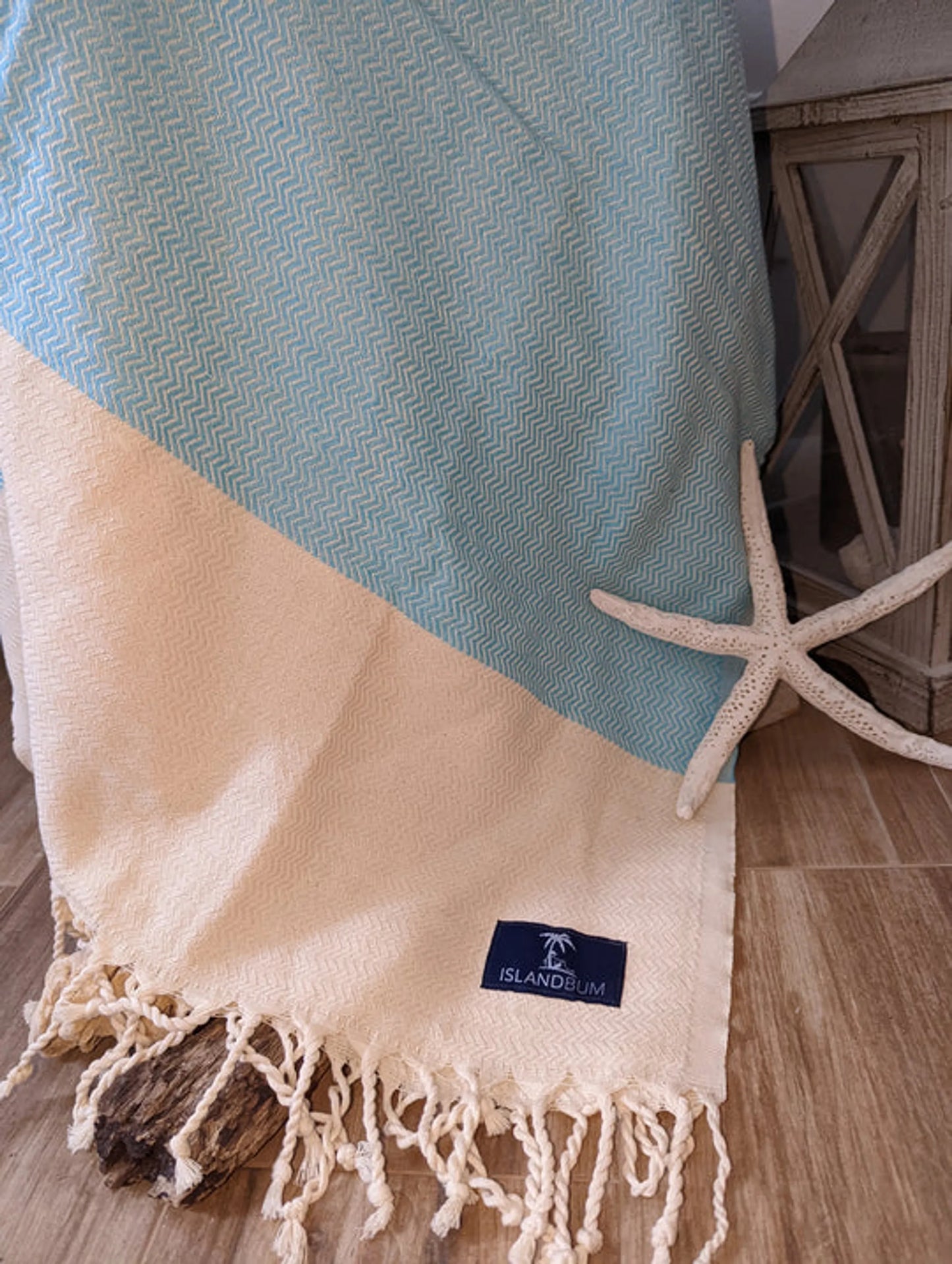 "The Island Vibe" Authentic Turkish Cotton Towel | Quick-Dry, Sand-Free Beach Blanket & Throw