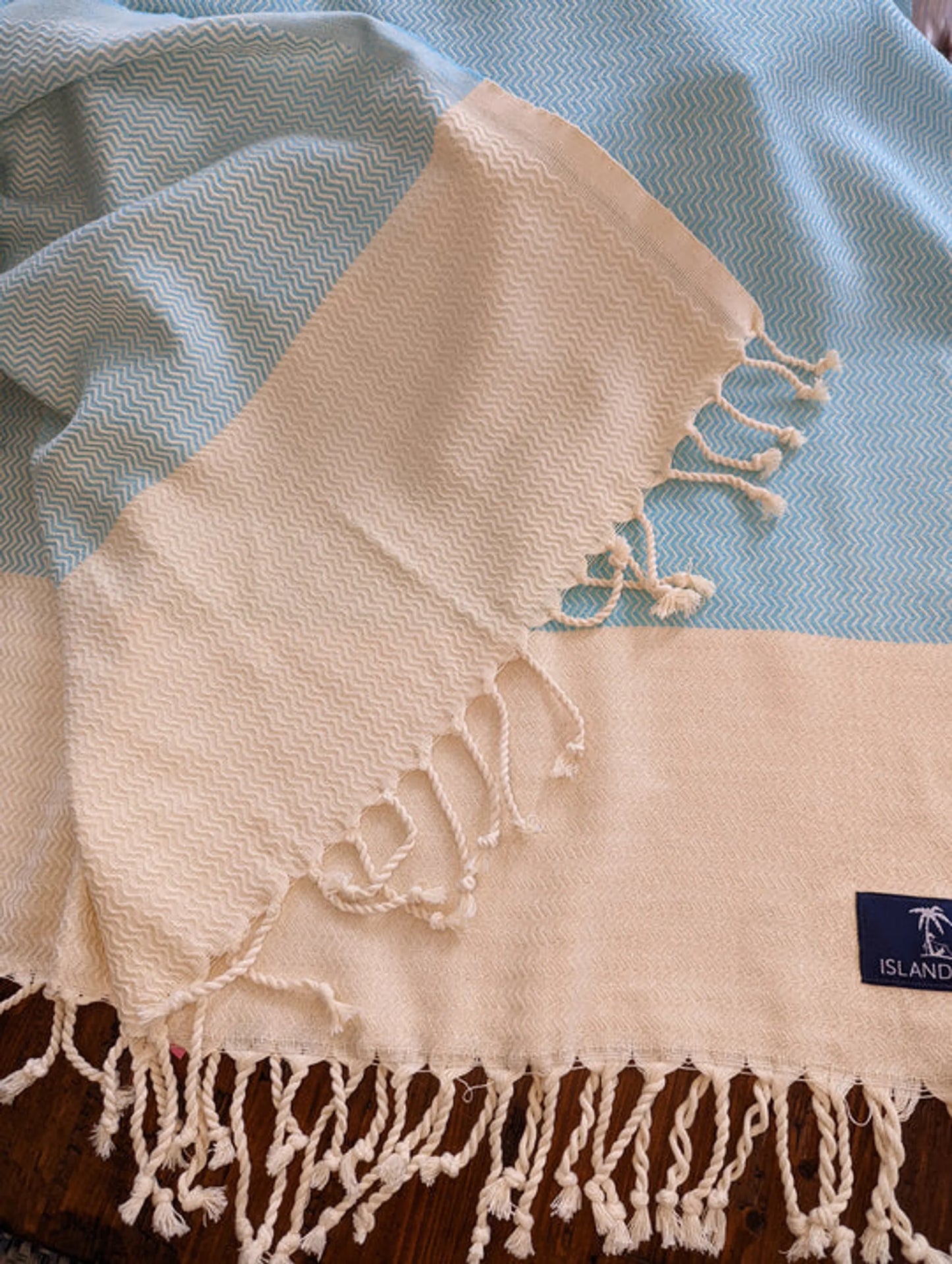 "The Island Vibe" Authentic Turkish Cotton Towel | Quick-Dry, Sand-Free Beach Blanket & Throw