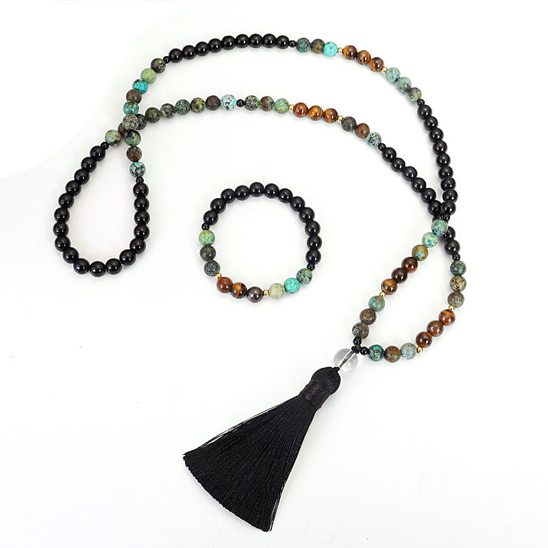 108 Natural Stone Necklace And Bracelet Set