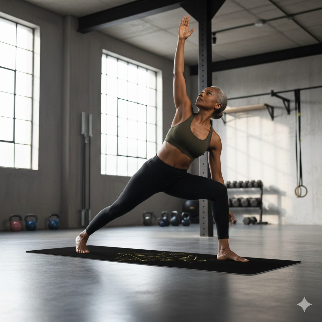 Elevate Your Flow: Premium Rubber Yoga Mat with Geometric Precision