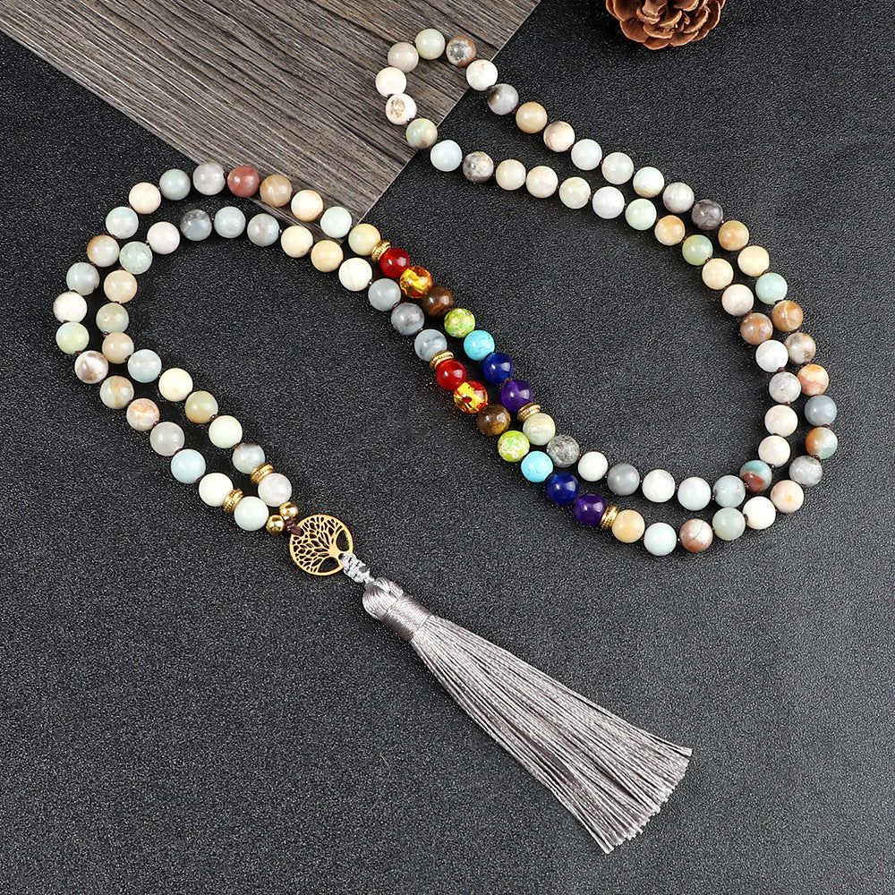 108 Obsidian Lucky Tree Tassel Pendant Carrying Strap
