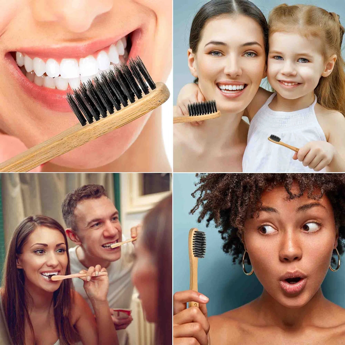 Elevate Your Smile: 5-Pack Eco-Charcoal Bamboo Toothbrushes