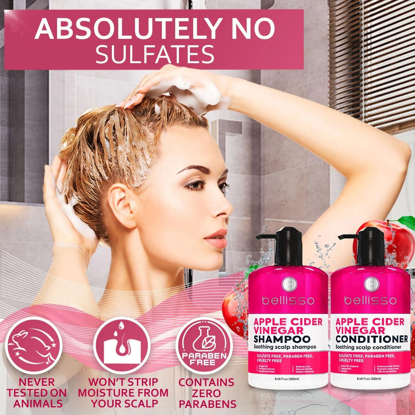 Apple Cider Vinegar Shampoo and Conditioner Set