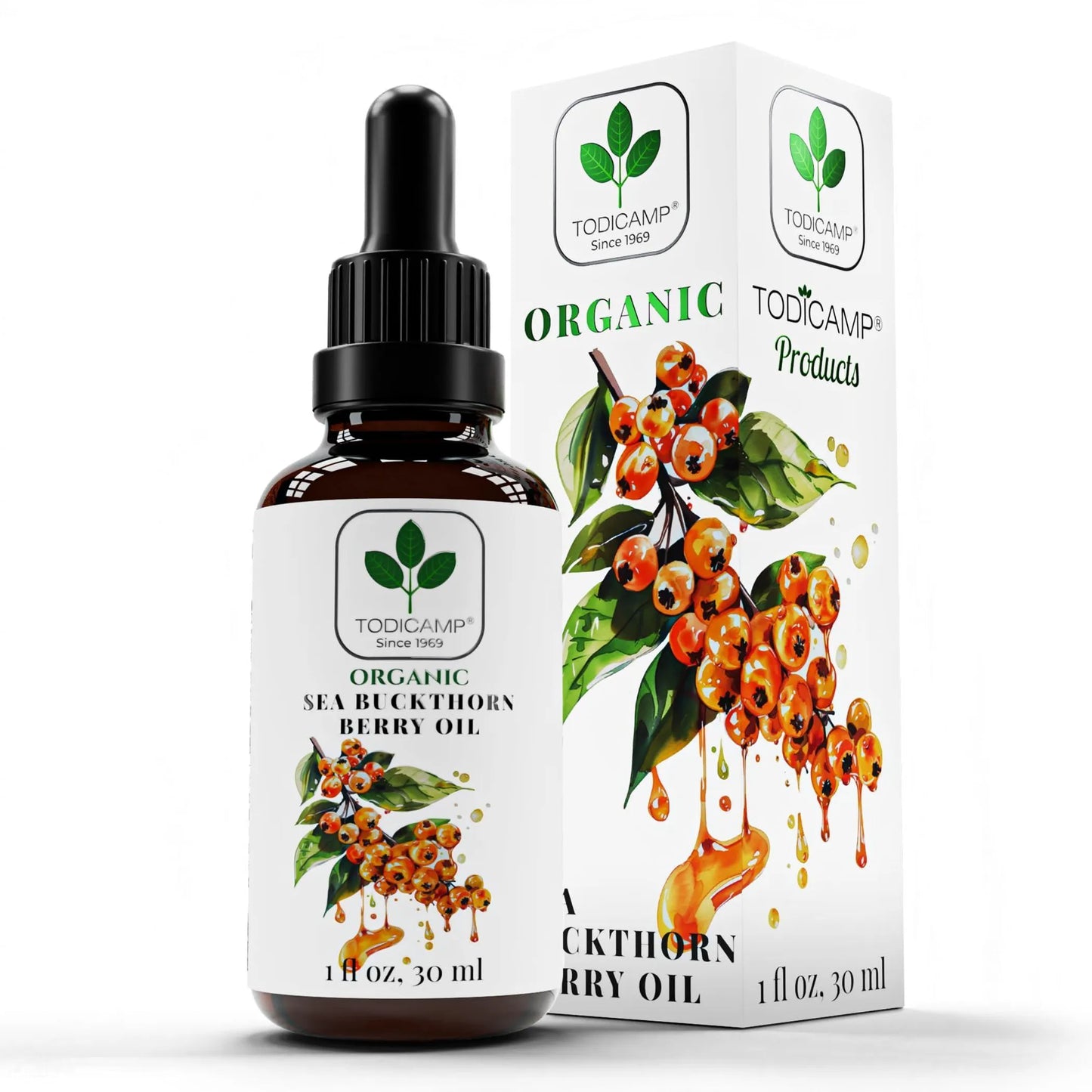 Organic Sea Buckthorn Oil 1 fl oz Cold Pressed Sea Buckthorn Berry Oil Seabuckthorn for Face Hair Body & Supplement
