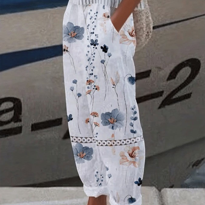 Linglong Hemp Drawstring Pants With A Casual Temperament