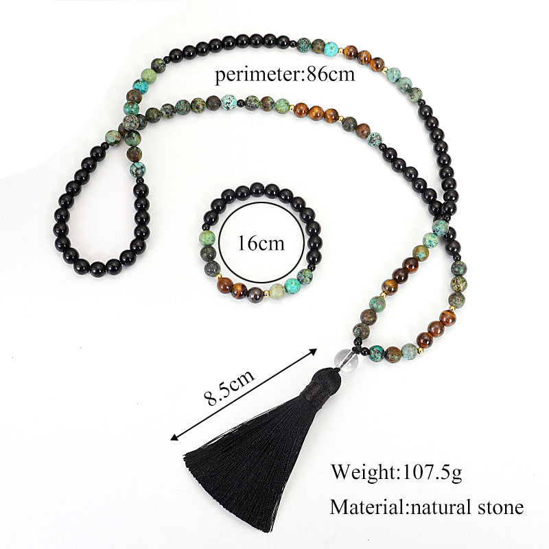 108 Natural Stone Necklace And Bracelet Set