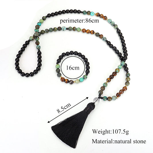 108 Natural Stone Necklace And Bracelet Set