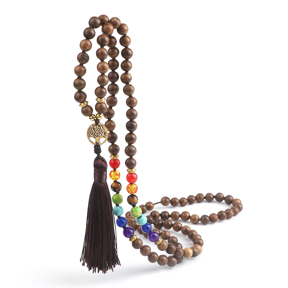 108 Obsidian Lucky Tree Tassel Pendant Carrying Strap