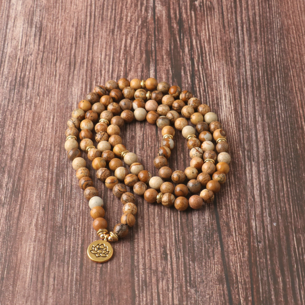 Men/Women's Natural Stone 108 Lotus Pendant Necklace