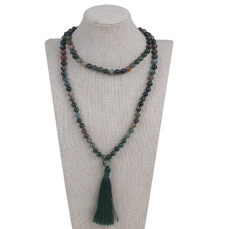 Long Agate Dress With 108 Simple Tassel Necklaces For Ladies