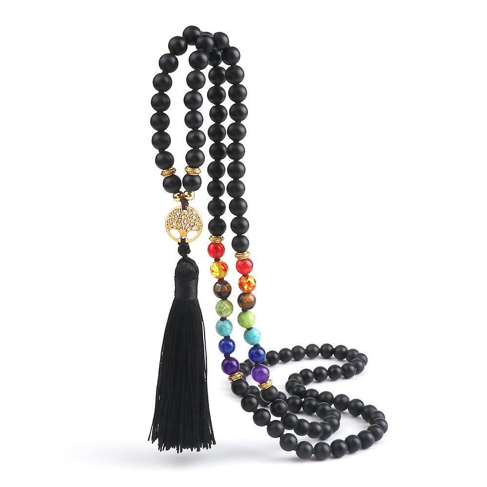 108 Obsidian Lucky Tree Tassel Pendant Carrying Strap