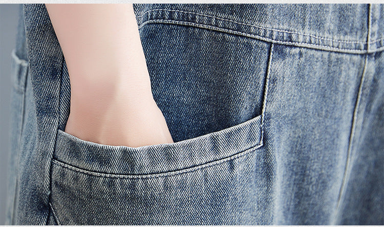 Hip Sister Clash-colored Shoulder Strap Jeans Overalls