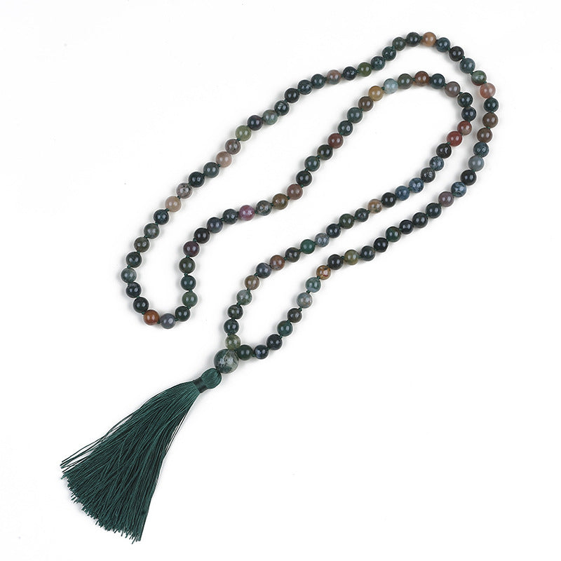 Long Agate Dress With 108 Simple Tassel Necklaces For Ladies