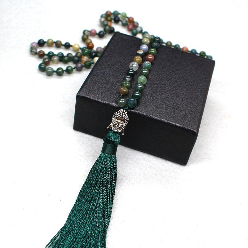 India Agate Beads 108 Beads Blessing Necklace