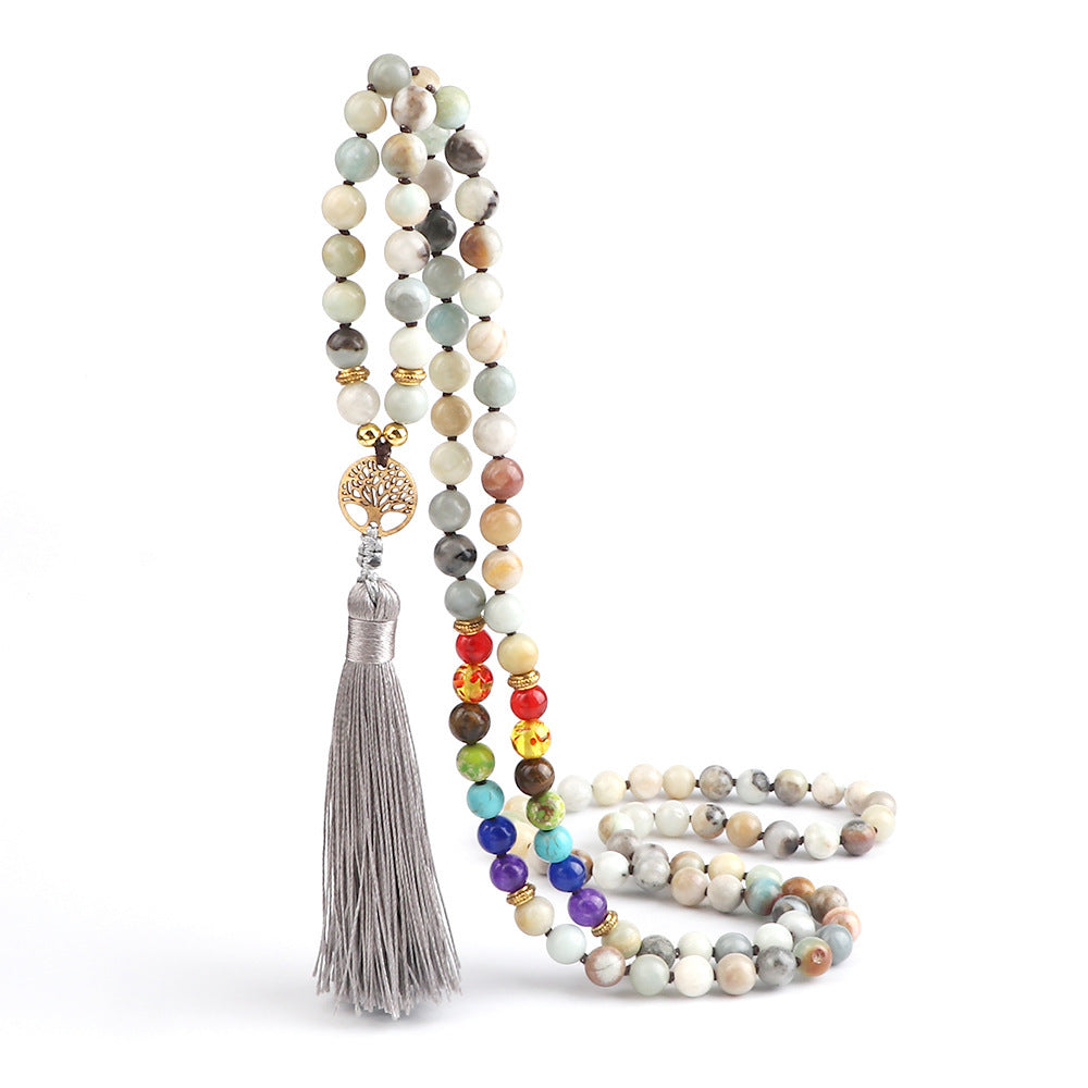 108 Obsidian Lucky Tree Tassel Pendant Carrying Strap