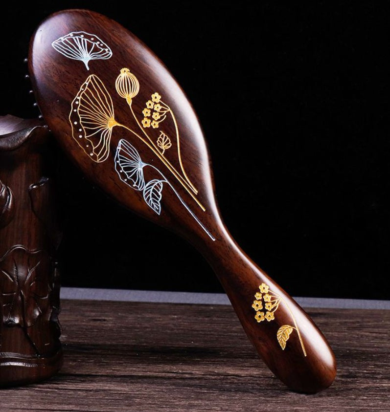 Premium Sandalwood Air Cushion Massage Brush | Anti-Static Detangler & Scalp Stimulator