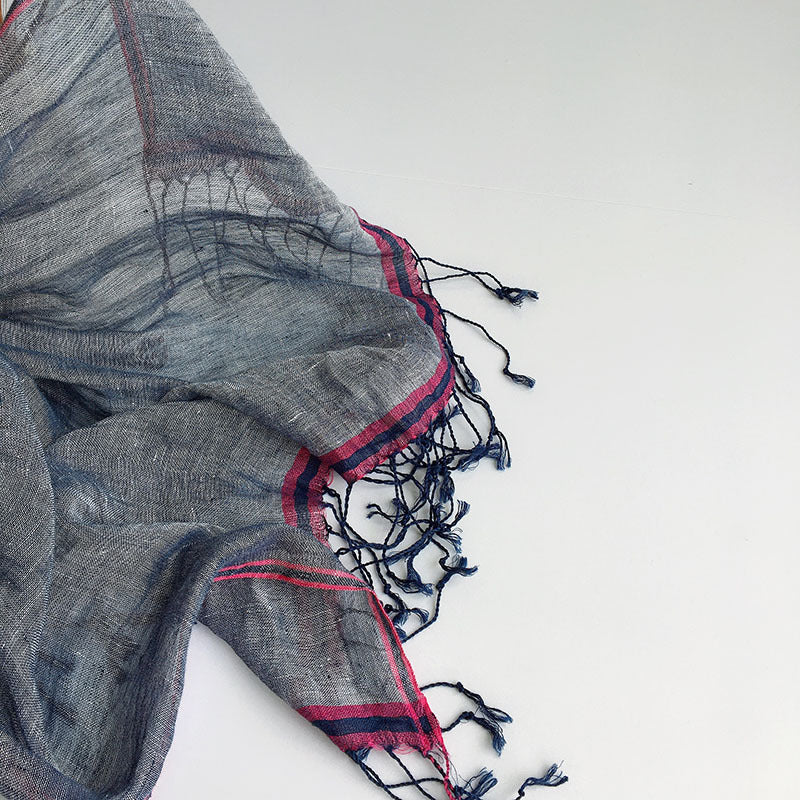 Pure Linen Hemp Gray Men's And Women's All-match Oversized Scarf