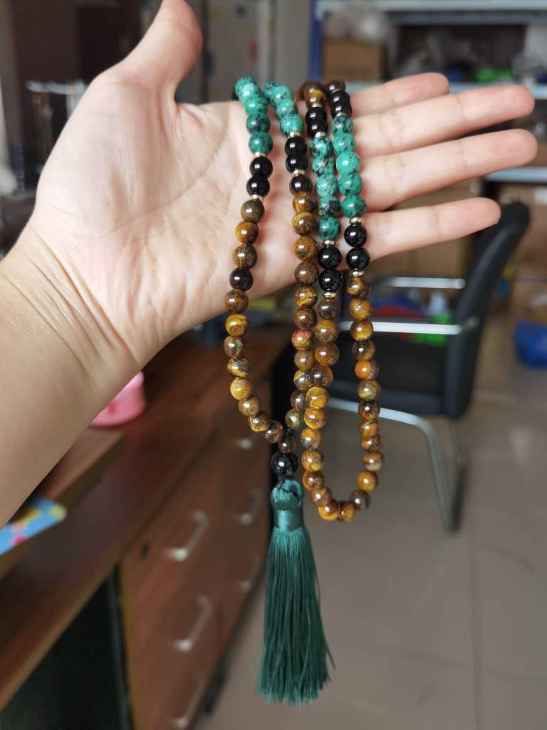 108 PCs Beads Tassel Necklace Natural Tigereye