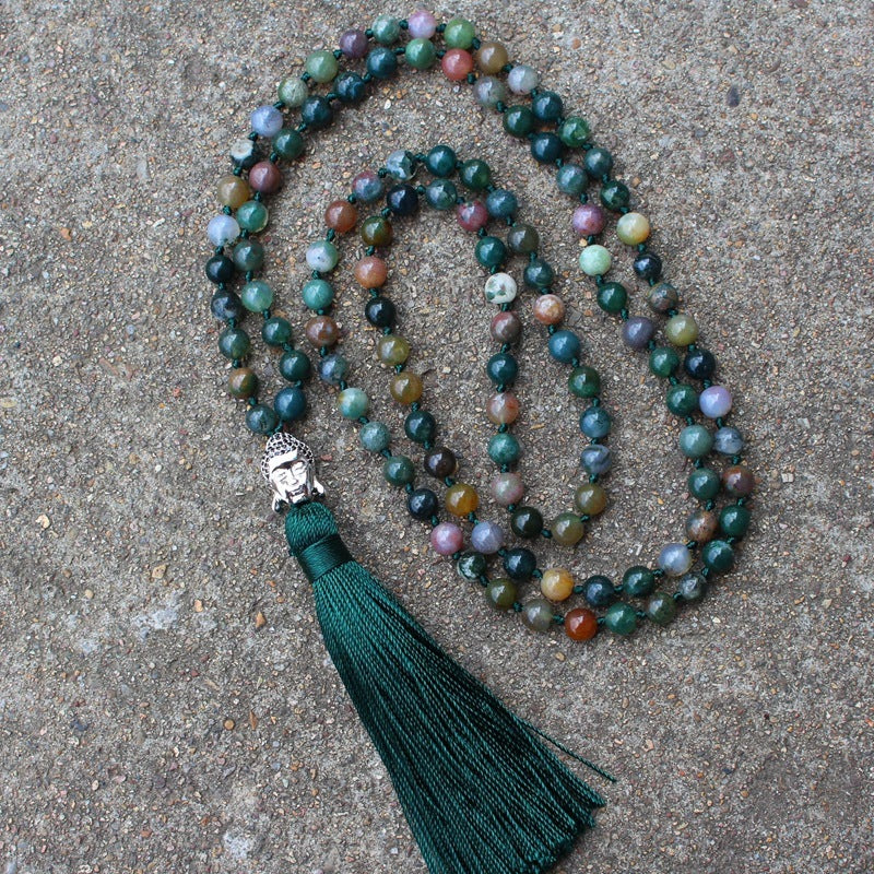 India Agate Beads 108 Beads Blessing Necklace