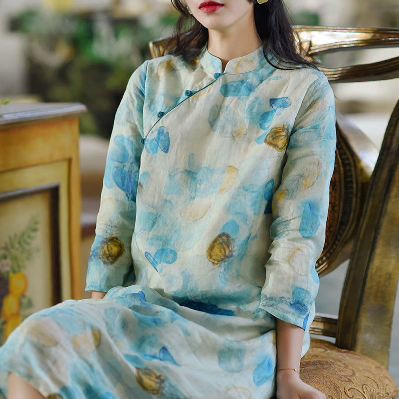 Retro Cotton And Linen Women's Spring Dress Chinese Style Cheongsam
