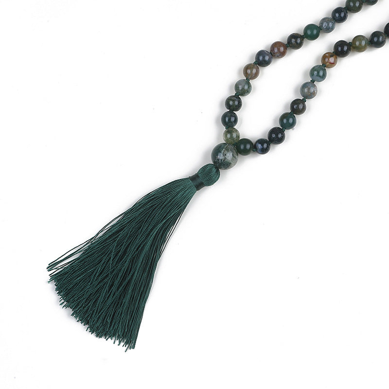 Long Agate Dress With 108 Simple Tassel Necklaces For Ladies