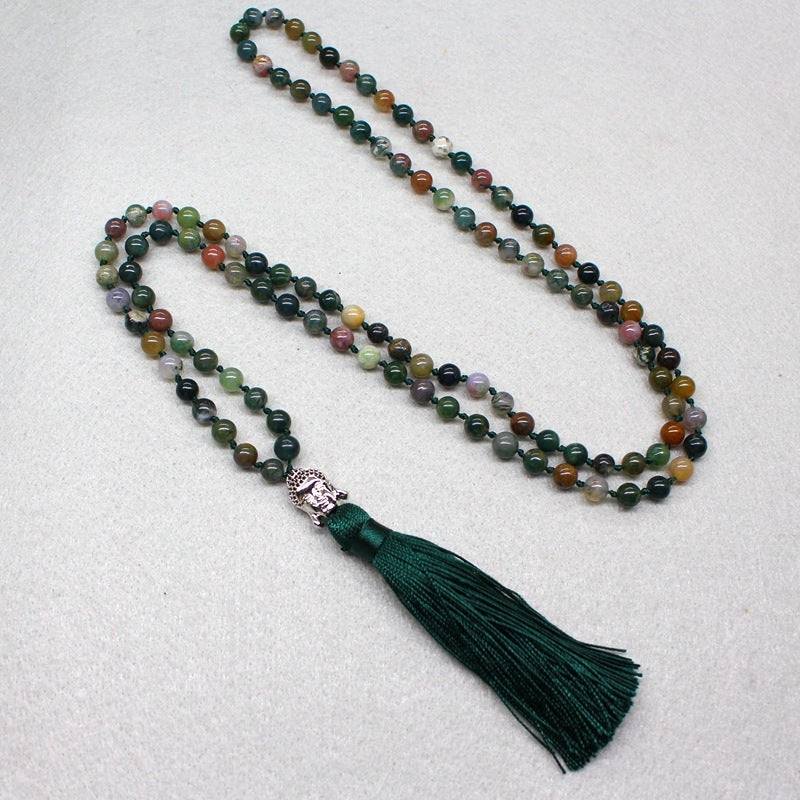 India Agate Beads 108 Beads Blessing Necklace