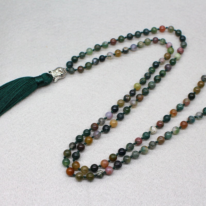 India Agate Beads 108 Beads Blessing Necklace
