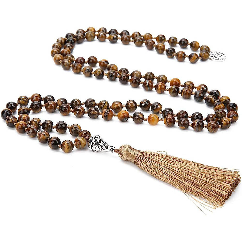 108 PCs 8mm Handmade Knotted Beaded Necklace