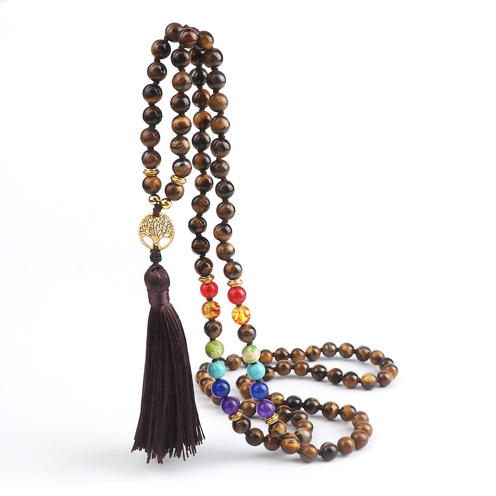 108 Obsidian Lucky Tree Tassel Pendant Carrying Strap
