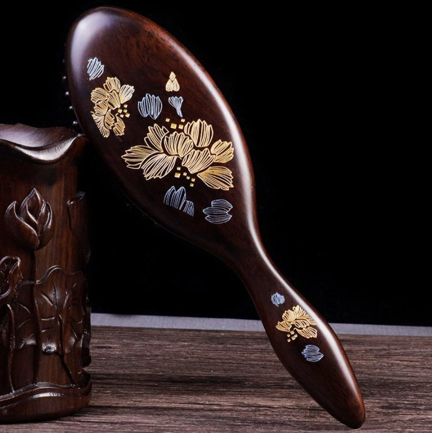 Premium Sandalwood Air Cushion Massage Brush | Anti-Static Detangler & Scalp Stimulator