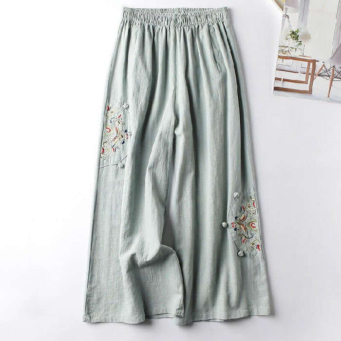 Summer Cotton Hemp Casual Pants Women's Thin Style