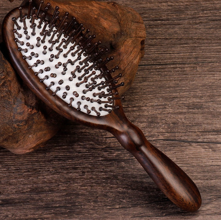 Premium Sandalwood Air Cushion Massage Brush | Anti-Static Detangler & Scalp Stimulator