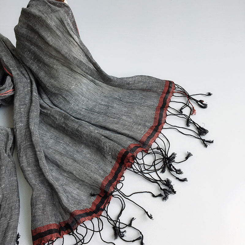 Pure Linen Hemp Gray Men's And Women's All-match Oversized Scarf