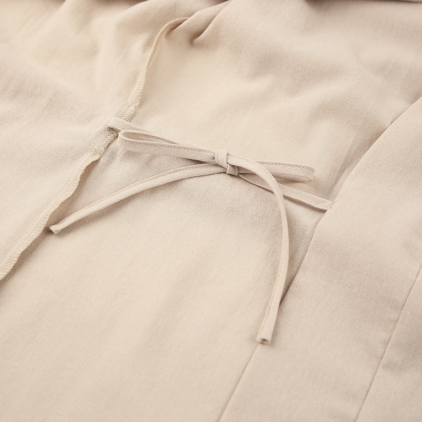 Ladies' Robe Trousers Casual Cotton And Linen Suit Homewear Outerwear