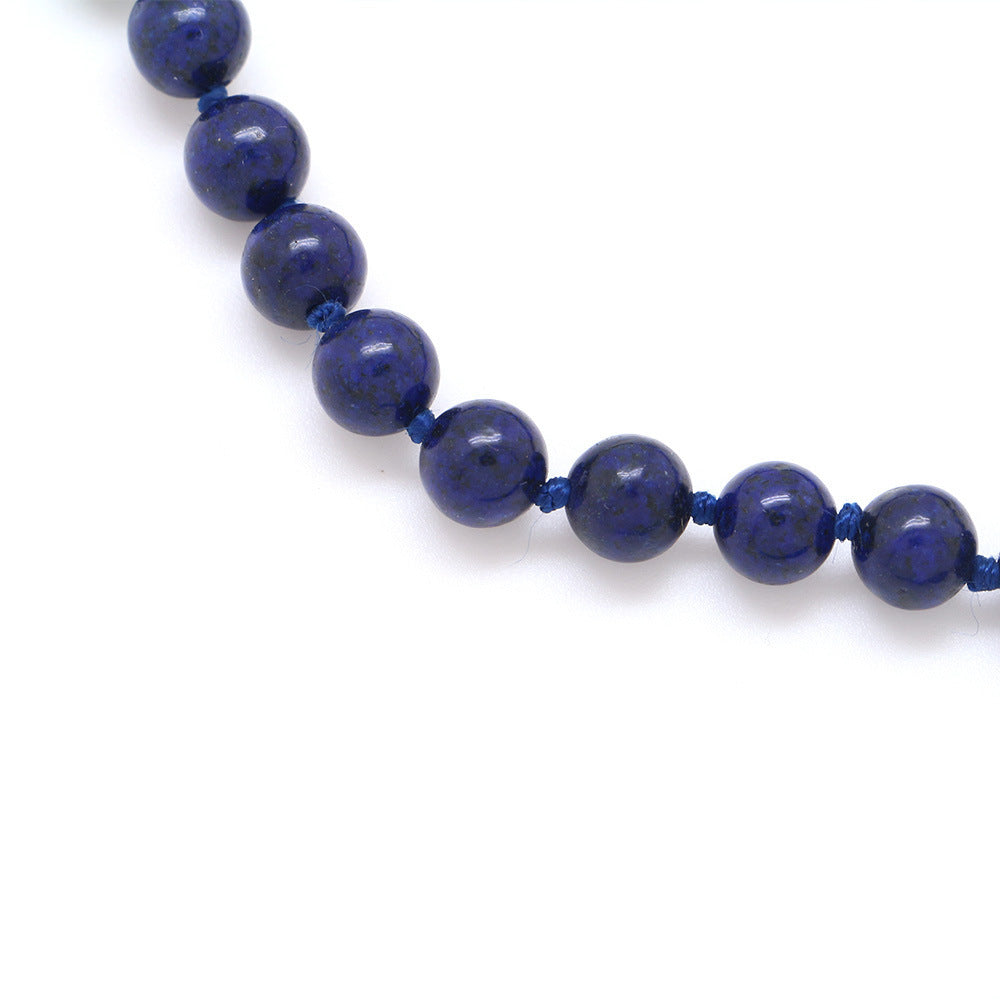 Blue Sandstone 8mm Natural Stone 108 Handmade Tassel Necklace